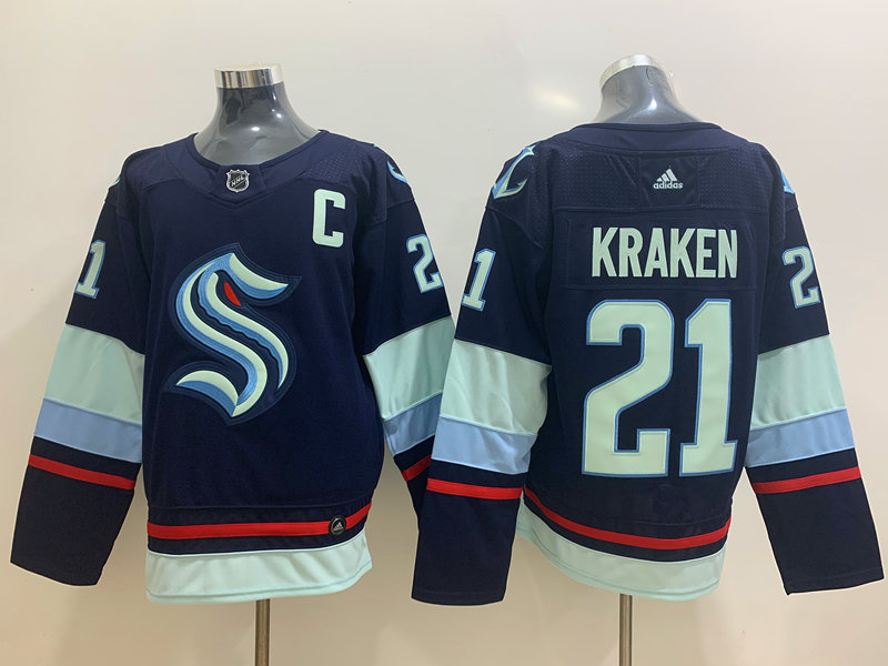 Men New Seattle Kraken #21 Kraken blue NHL Jerseys